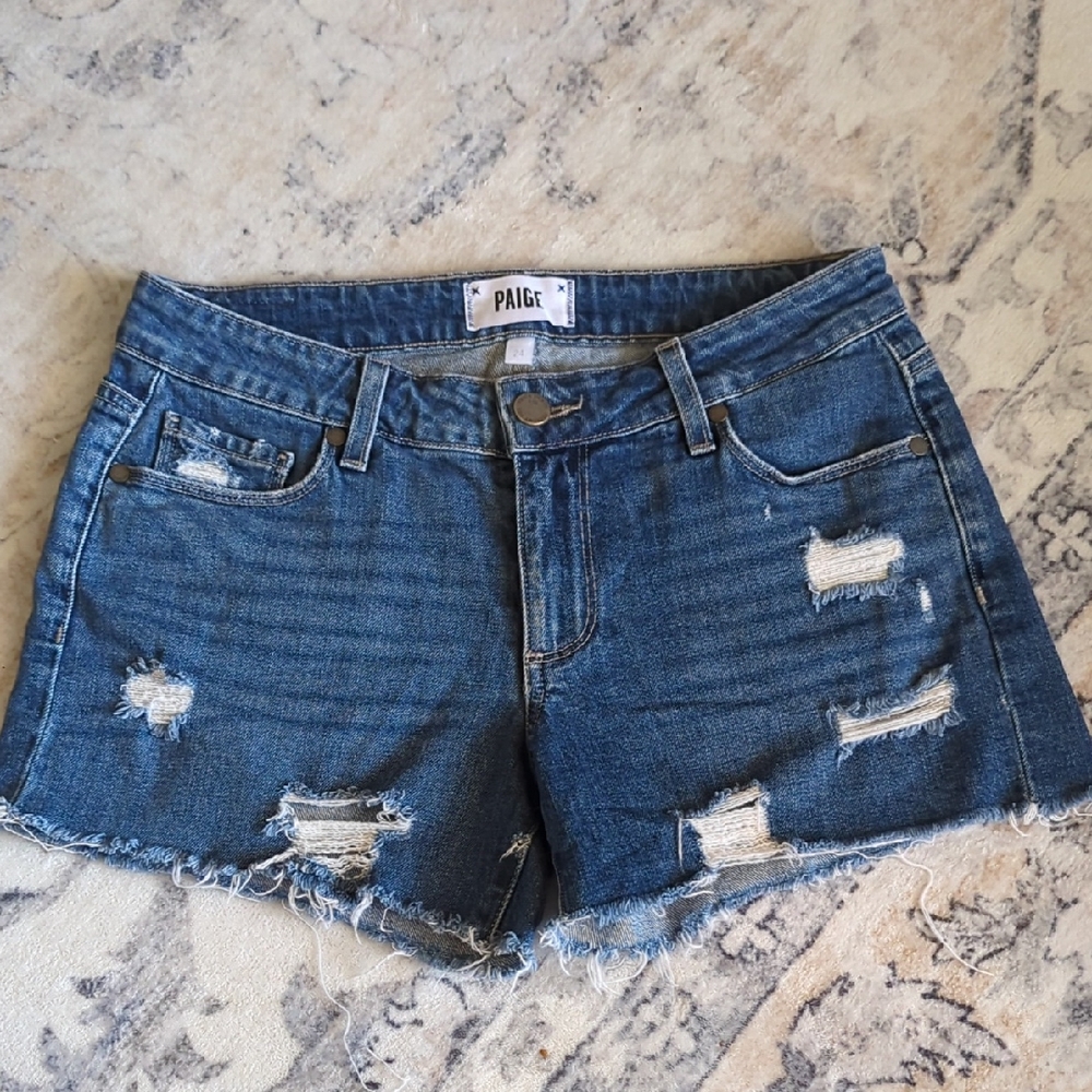 PAIGE Blue Jimmy Jimmy Short, Raw Hem